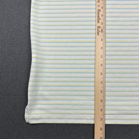 Fennec Polo Shirt Mens XL White Yellow Blue Striped Golf The Bridges Golf Club - Picture 8 of 8